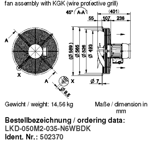 Габаритные размеры и исполнение KGV EX 500/24 T3 480V 163846